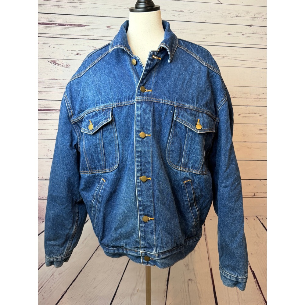 Lumber Jack Denim Jacket Mens XL Sherpa Lined Trucker Coat Extra Large‎ Workwear